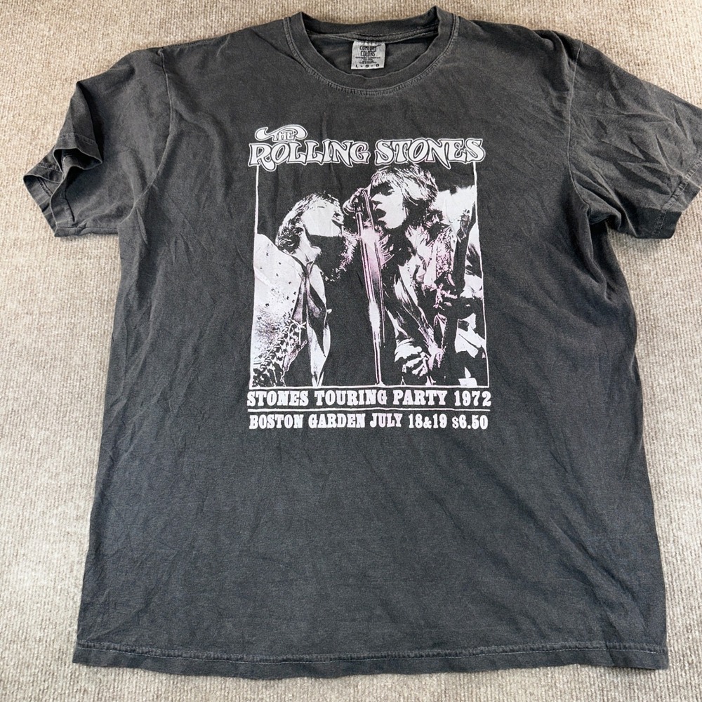 The Rolling Stones 1972 Boston Garden Tour T-Shirt Comfort Colors Black Large